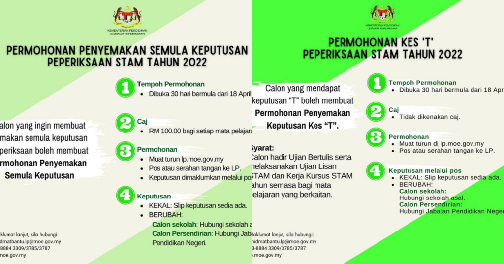 Cara Semak Semula Keputusan & Kes 'T' STAM 2022